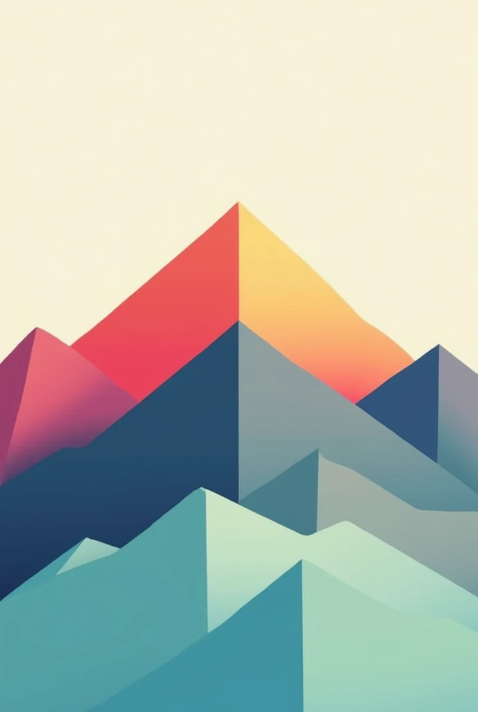 A small number of square geometric colored blocks form a simple mountain，Simple styling，Light effects，Premium color matching，Tyndall effect，