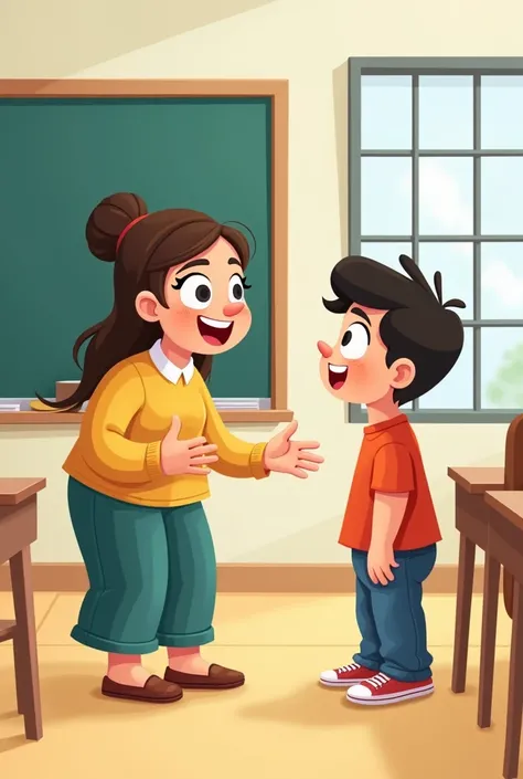 Teacher can ask question a one student Cartoon photo  
