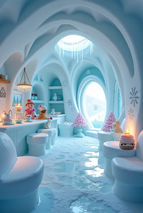 Furniture for ice cream parlor on iglu concept 
