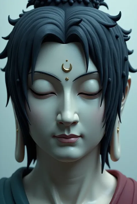 Buddha with Sasuke face fully realistic looks