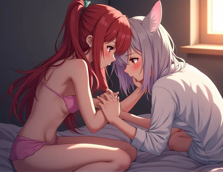 Hentai girl being masturbated by her friend girl, anime