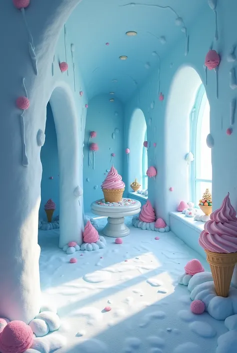 Wall design for ice cream parlor on igloo concept 