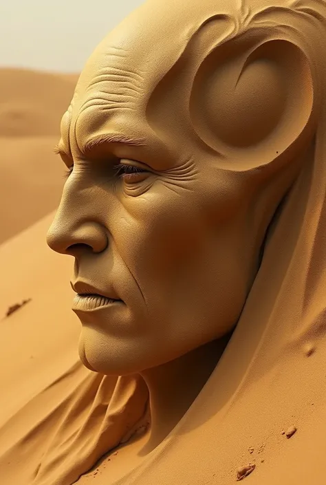 create a face made from desert sand