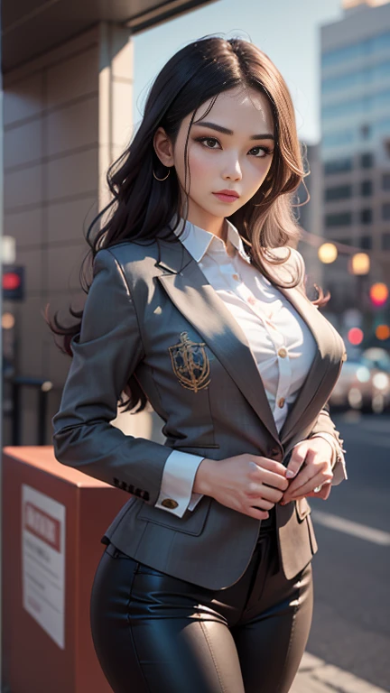 uhd.Masterpiece、Masterpieces、Ultimate Quality、Ultra-high resolution、Serious secretary、A suit with attention to detail，business suitを着る、、Proportions of fashion models、Strict women、Quality shirt、Jacket and pants、business suit、SFW.Big Breasts、slim、A breathtak...