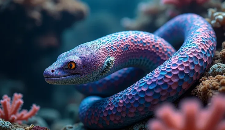 a colorful moray eel, multicolor scales, intricate patterns, vibrant colors, beautiful marine life, (best quality, 4k, 8k, high resolution, masterpiece: 1.2), ultra-detailed, (realistic, photorealistic, photorealistic: 1.37), highly detailed, intricate det...