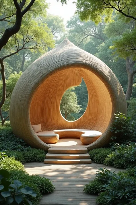 make a cocoon shaped pavilion