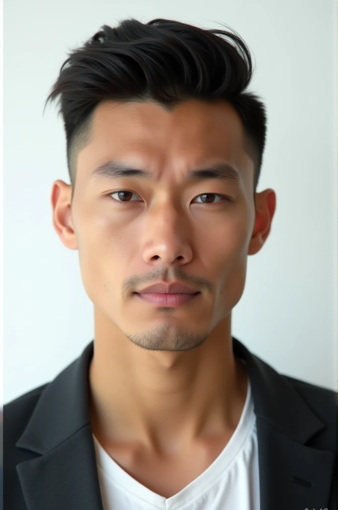 I want a photo of a representative of the Mongoloid race in 3x4 and on a white background, which is a handsome man,
