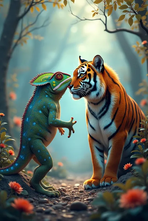 chameleon and tiger