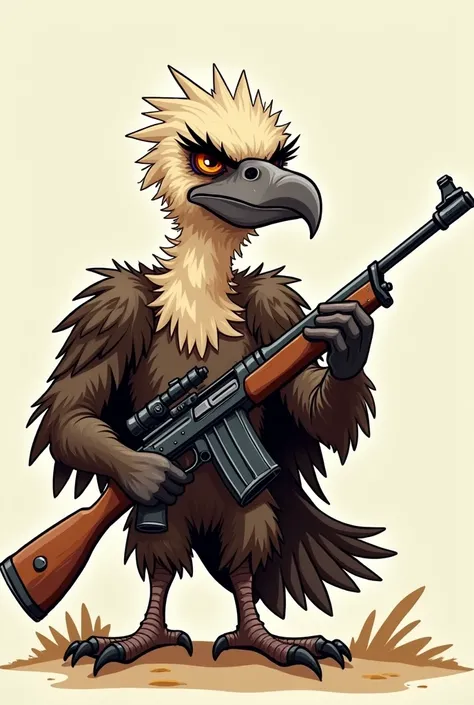 Cearamor Vulture armed with rifle Cartoon 