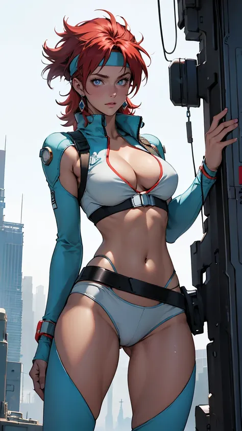 ((Masterpiece, highest quality; 1.3)), super quality, beautiful detail, super detailed, extra fine, 16K, exquisite, absurd, high resolution, beautiful background, detailed background, beautiful eyes, beautiful skin, anime style, Kay from Dirty Pair in a wh...