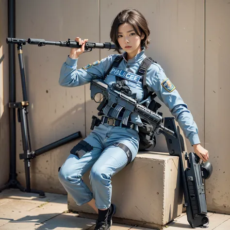 Solo highly condensed with combat action、Solo Shot、(Whole body:0.5, view front))actionpose、Highest image quality, excellent details, Ultra-high resolution, (Realism: 1.4), ((Full body:0.5, view front)), One girl highly condensed in combat action, With a be...