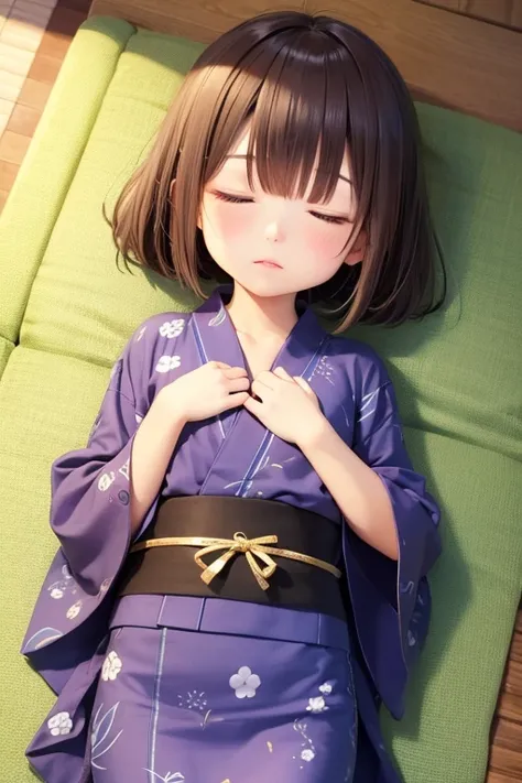 Sleepy girl, Yukata, Flat Chest