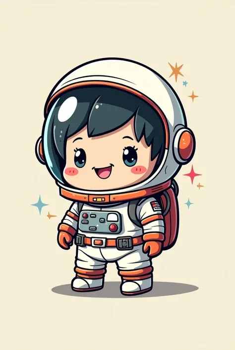 A chibi style modern astronaut guy, style cartoon, no back ground, to print on tshirt