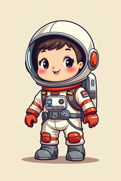 A chibi style modern astronaut guy, style cartoon, no back ground, to print on tshirt