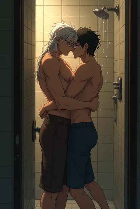 Shinpachi and Gintoki have sex in the bathroom 