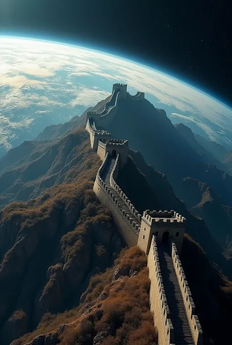 The Great Wall visible from space, very far from the earth