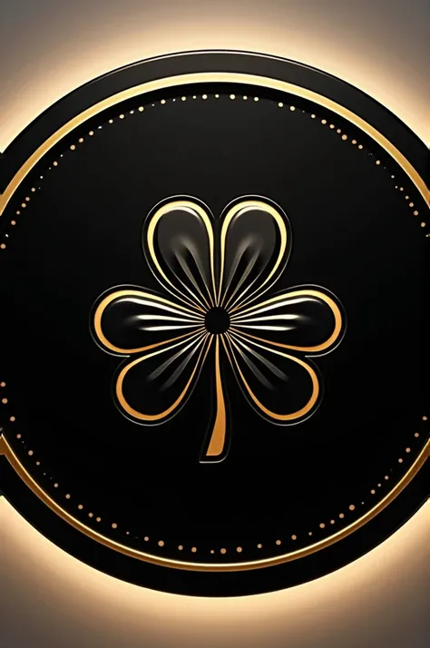 circle, add an logo 3 leafs clover at middle part, black and gold colour 