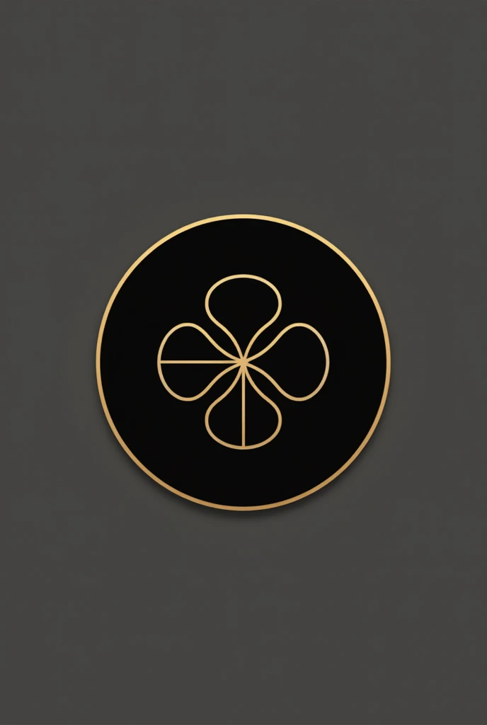 circle, add an logo 3 leafs clover at middle part, black and gold colour, plain design