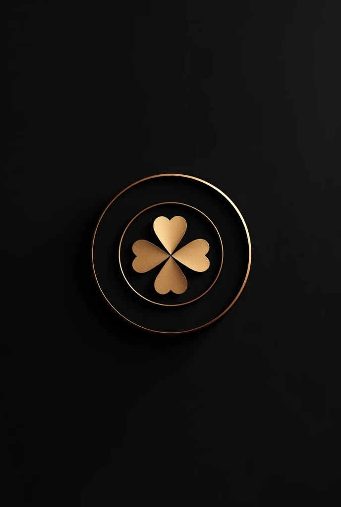 circle, add an logo 3 leafs clover at middle part, black and gold colour, plain design