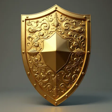 (photorealism:1.1), gold bedge shield