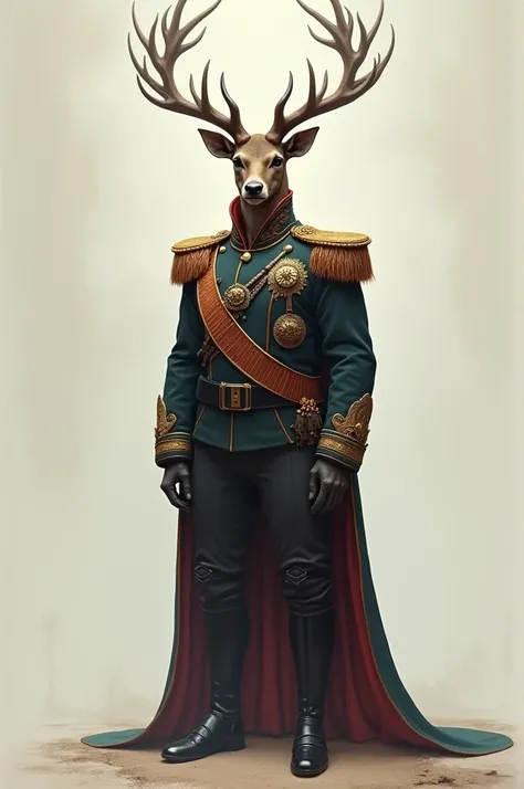 A tall, human-shaped male deer dressed in Harbart&#39;s uniform 