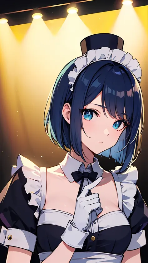 ((best quality)), ((masterpiece)), (detailed), perfect detailed eyes, perfect detailed face, blue hair, bob cut, hairpin, maid, ...