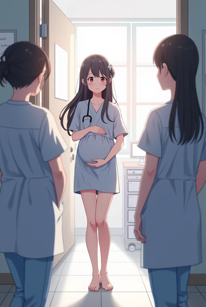 Japanese female anime character goes to the OB/GYN clinic because she is pregnant and naked. “Next person, please come in.~&quot; &quot;Is it possible to do an ultrasound??”