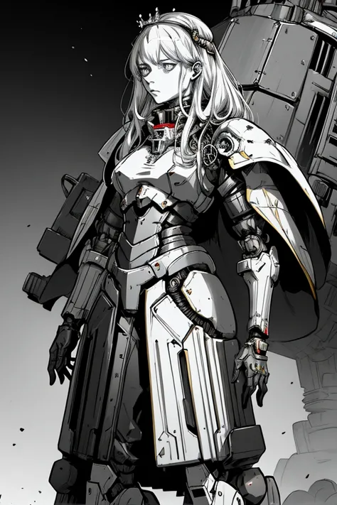 Queen Marika/ From Elden Ring/ Changes her outfit to a mech pilot but still maintains her original appearance/ Personal mech should be in the back