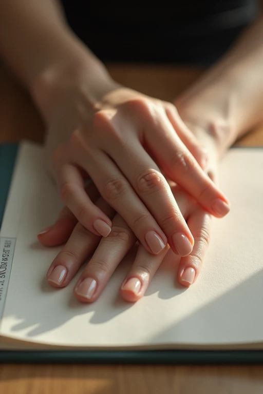 Beautiful hands、nail、Place your hands on the desk、Back of hand