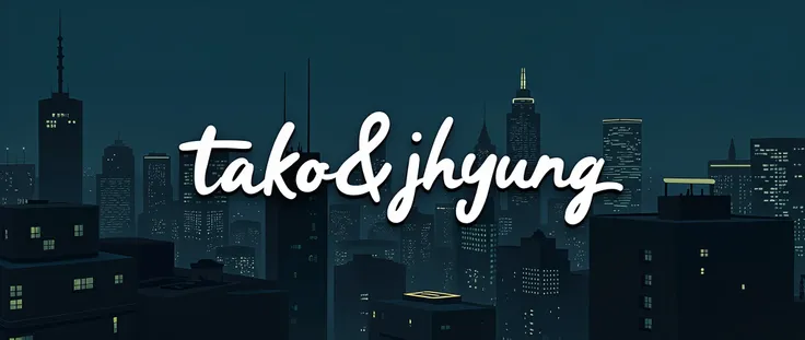 Tako&jhyung logo with a lo fi hip hop, R&B, and indie pop vibe , night , city, 
