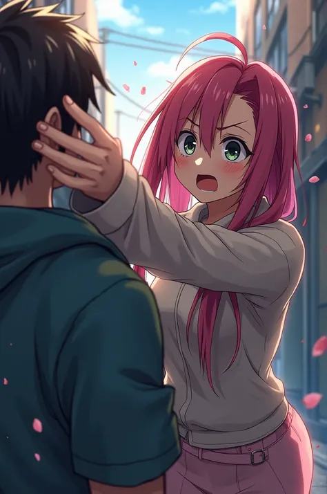 Female anime character getting slapped on the ass
