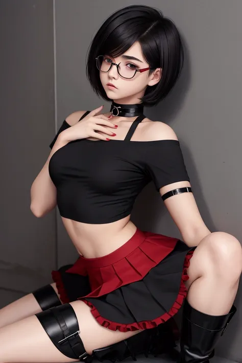 1boy, nice ass, boy haircut, femboy, sexy pose, male body, flat chest, teenager boy, teenage, male bodytype, dark hair, short hair, boy hair cut, honey eyes, looking at viewer, shy, sexy, very short hair, embarrassed, glasses, puppy pose, masterpiece, high...