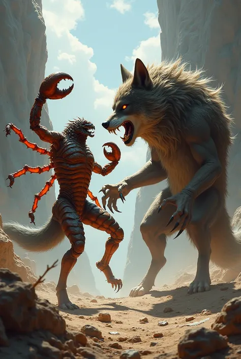 Scorpion-Wolf fight scene