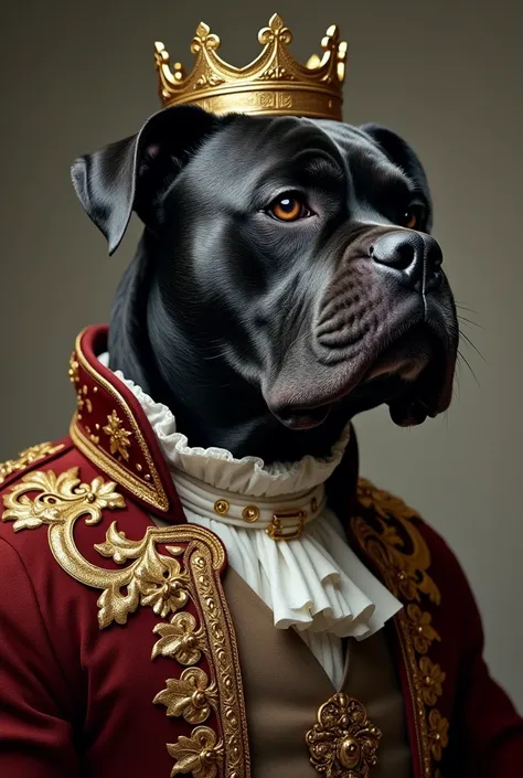 Black aggressive amerrican bully in old British royal clothes  headshot turned to right