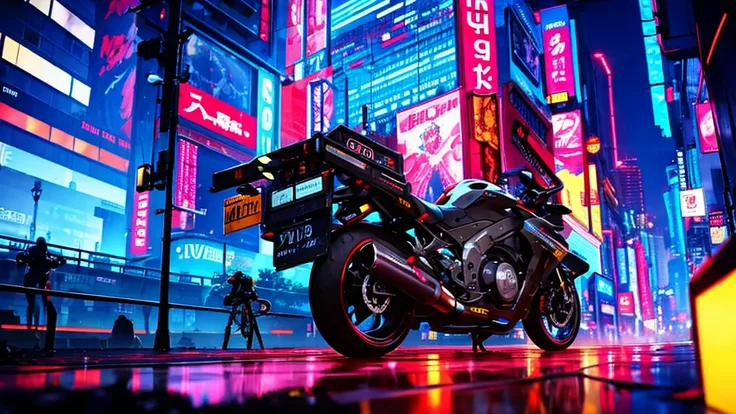 night city ,cyberpunk , bike