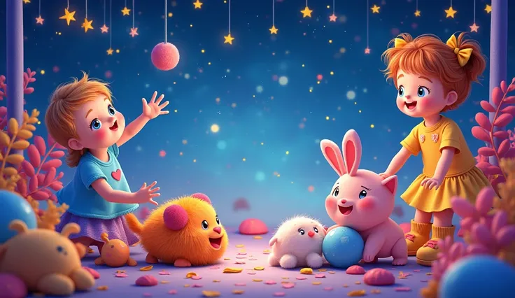 Colorful and cute banner for YouTube channel. Text is strictly in the center of the Starry Stories banner
Childrens toys come to life, juicy colors, bedtime stories, fascinating stories. Great quality. Childrens illustration style