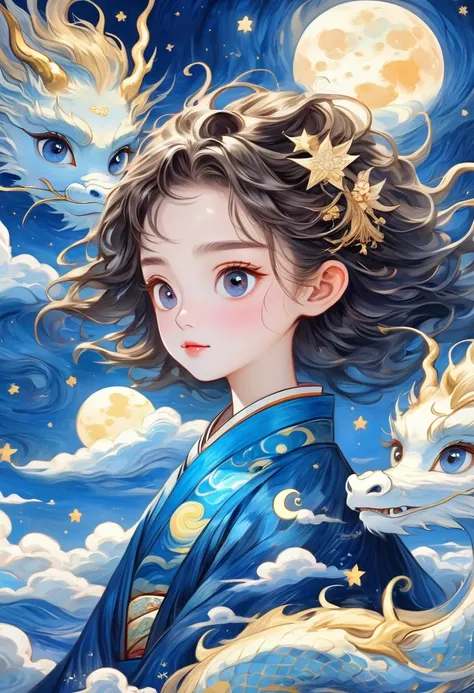 hand-drawn style：粗糙的texture，1 boy，1 girl，pretty face，long fluffy hair，surprise hairstyle，big eyes，bright eyes，delicate lashes，ha...