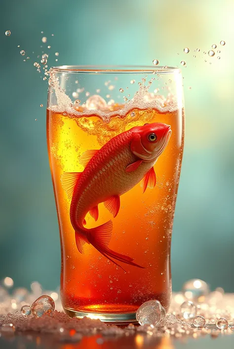 a fish swimming in a coke
