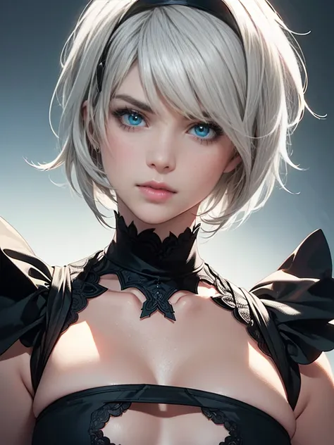 {(masterpiece,best quality, 16K portrait, UHD, extremely detailed the work, detailed beautiful face and eyes and skin and hair)} 
BREAK {(ultra realistic photo graphic style)} 
BREAK {solo,(2B of Nier-Automa:1.4), (lightbrown-lightwhite colored hair:1.4, s...