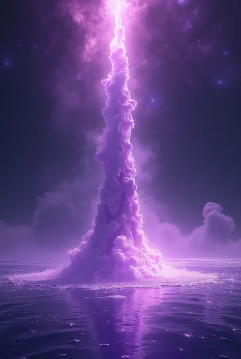 WATER VOLCANO IN SPACE WITH PURPLE TONES

