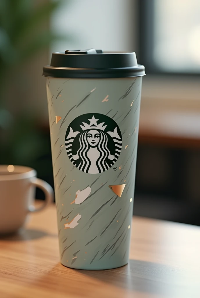 Starbucks style thermal reusable cup without logo themed with modern contemporary print 