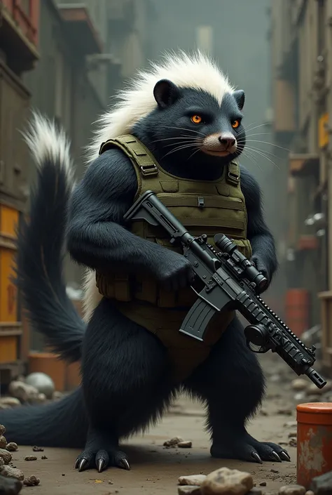 Annoying military skunk with k2 weaponry