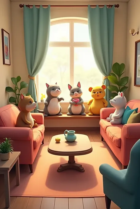 Animated image of a living room on other animals or people