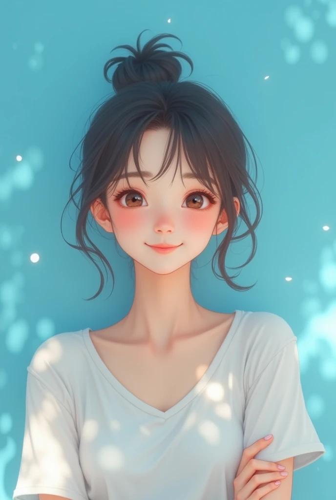 Cute girl with blue background 9:16 image 