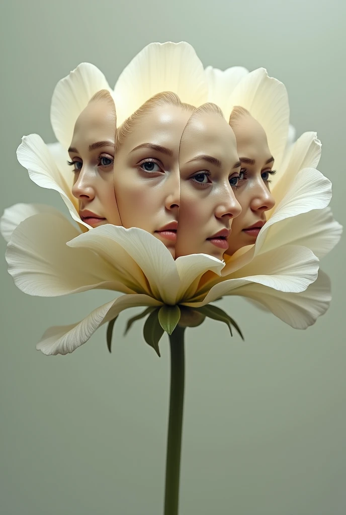 5 peoples faces as single flower Petals (no obstruction)