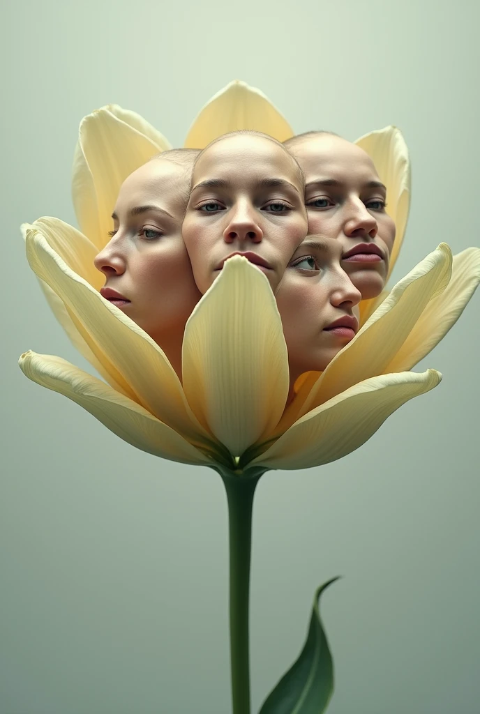 5 peoples faces as single flower Petals (no obstruction)