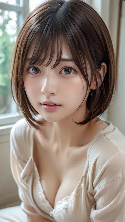 (8k, Photorealistic, RAW Photos, Best image quality: 1.4), Japanese schoolgirl、Short Bob、Super detailed face、Eye on the details、double eyelid、Sharp focus:1.2、Beautiful woman:1.4、Light brown hair、Highest quality、masterpiece、Ultra-high resolution、(Photoreali...