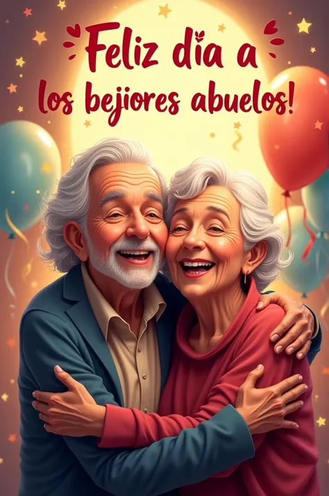 Image that says in Spanish: Happy Day To The Best Grandparents! 🥳💫