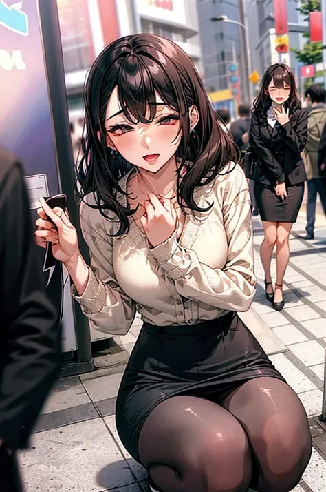 /quality
(masterpiece,best quality,High resolution,高quality,Realistic)

/Hairstyle
(Curly Hair)

/Clothes
(Pencil Skirt,Job interview suit,Black jacket,Torn pantyhose:1.5,Earrings)

/Pose Crouching,sit
Leaning against a wall,
Spread your legs:1.5

(Ahegao,...