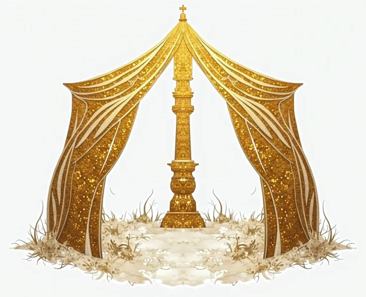 "Create a logo that resembles a tabernacle in the form of a tent, featuring a gold textured design. The tent should have a sleek and elegant look, with the gold texture adding a luxurious and sacred feel. Ensure the design is clear and symbolic, capturing ...